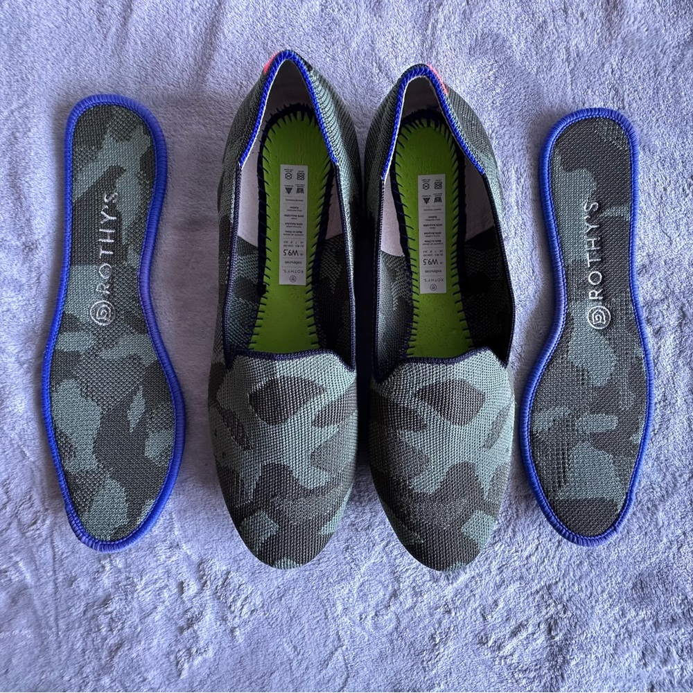Rothys Camo Loafers Womens 9.5
Green Flats Round Toe Slip On. - Picture 12 of 12